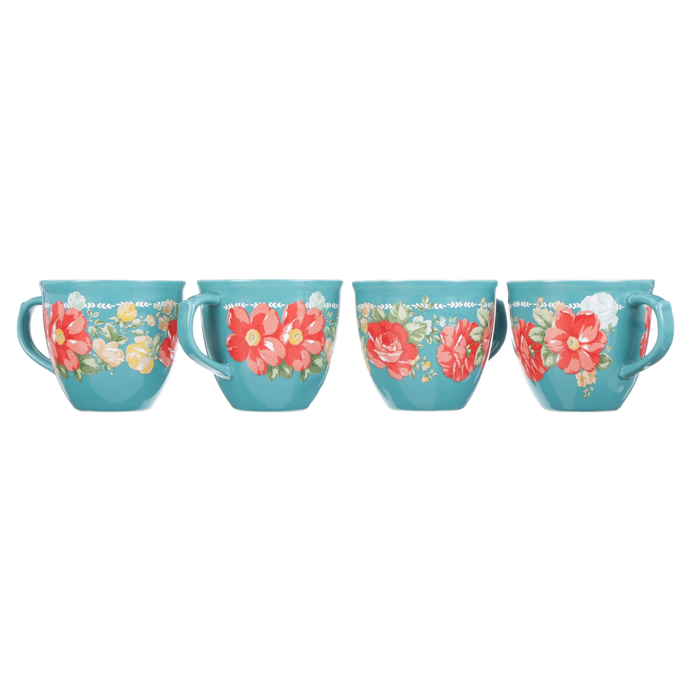 The Pioneer Woman Vintage Floral 4-Piece Mug Set, 16 fl oz