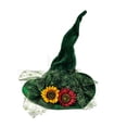thumbnail image 3 of Cutuoiiu Women's Halloween Party Accessory Solid Color Vintage Witch Hat Floral Decor Mesh Wide Brim Hat for Halloween Dress‑Up Theme Activities, 3 of 7