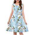 thumbnail image 2 of Delliss Girls Summer Sleeveless Dress Tropical Print Skater Twirly Dresses 4-14Years, 2 of 8