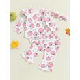 thumbnail image 4 of Miaouyo Baby Girl Halloween Outfit Pumpkin Print Long Sleeve Romper with Flare Pants and Headband 3 Pcs Set, 4 of 9
