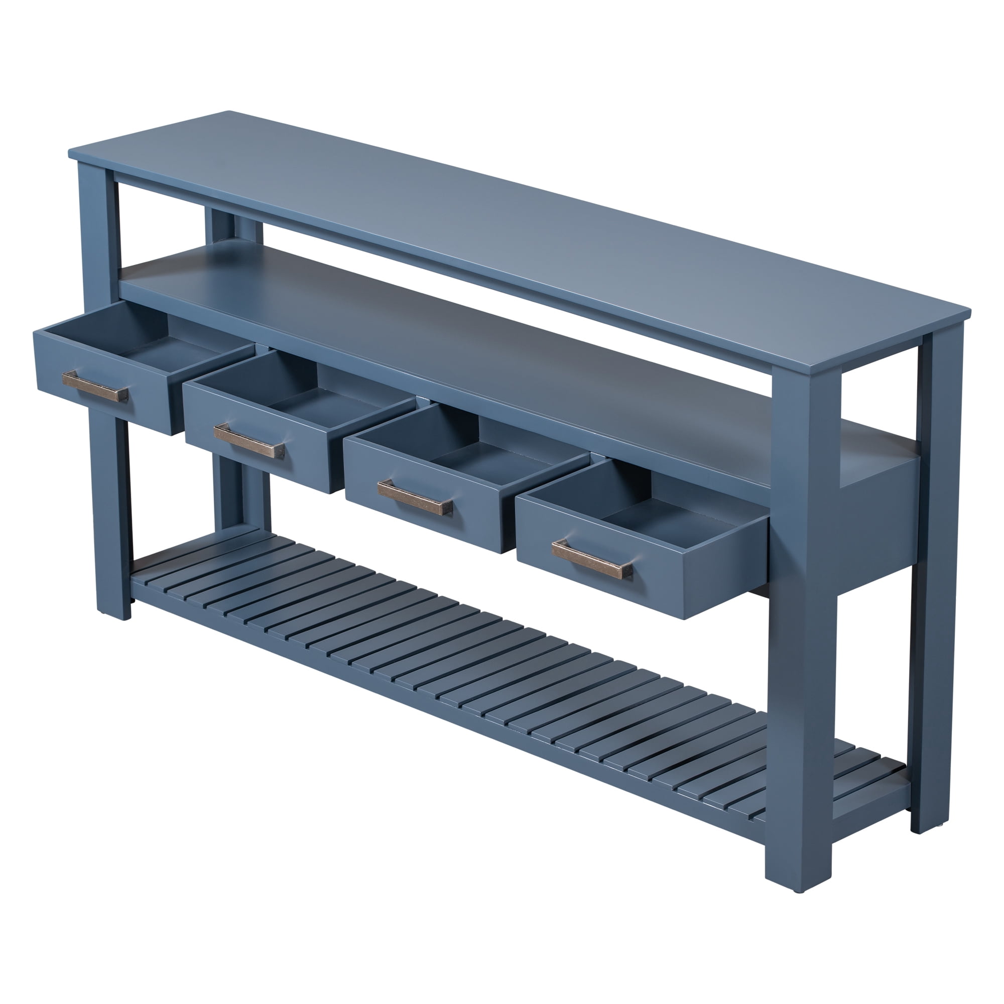 Harper & Bright Designs Rustic Console Table with Drawer, Long Sofa Table Entryway Table with Shelf, Entrance Table for Entryway Hallway Living Room, 62.2'' Navy Blue