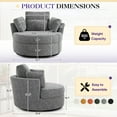 thumbnail image 2 of FFH Swivel Accent Chair, Comfy Chenille Barrel Swivel Chair for Living Room, Metal Base, Gray, 2 of 8