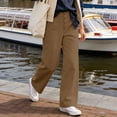 thumbnail image 5 of Work Pants Women, Audhol Women's High Waist Pleated Work Business Casual Trousers Long Straight Suit Pants Trousers Pants for Women Khaki 2XL, 5 of 5