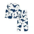 thumbnail image 2 of Junzan Cute Cartoon Dinosaurs Print Womens Pajama Sets,Long Sleeve Button Down For Women Pjs 2 Piece, 2 of 9
