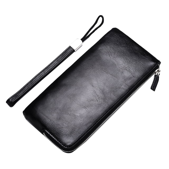 Lubelski Deabolar Men Solid Color Faux Leather Long Wallet Card Phone Holder Clutch Purse