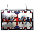 thumbnail image 2 of Glass Window Panel with Gathering Bird Design and Hanging Chain, Multicolor, 2 of 3