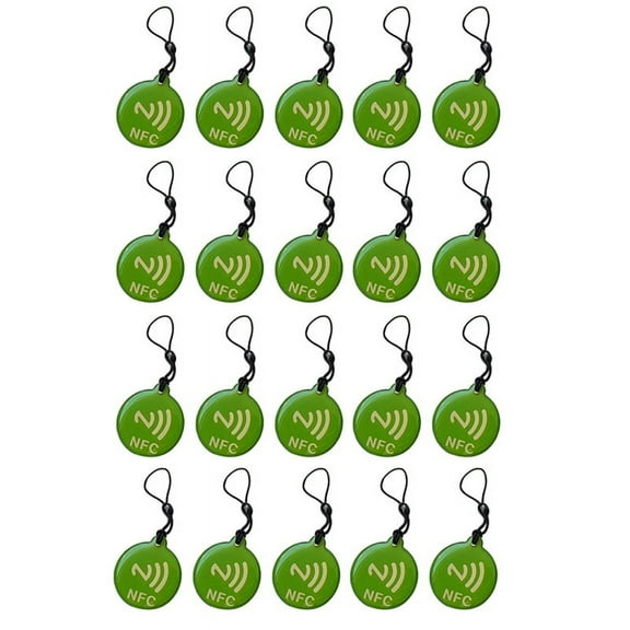 20Pcs NFC Tags Lable Ntag213 13.56mhz Smart Card for All NFC Enabled Phone Smart Business Card NFC 31.5x28mm Green,20 * NFC Smart Card,Green