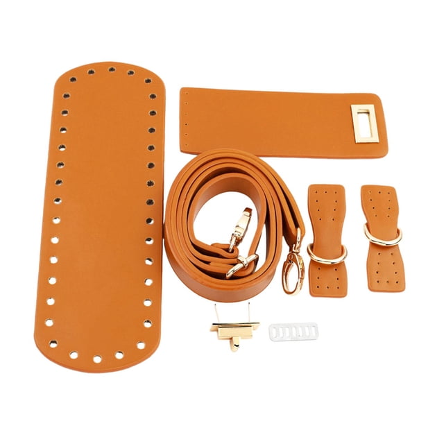 Bolsa de ganchillo DIY Salvador de cuero PU con Base inferior y correa de hombro