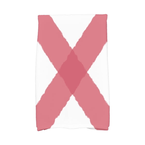 Simply Daisy, 16 x 25 Inch, X Marks the Spot, Geometric Print Kitchen Towel, Red