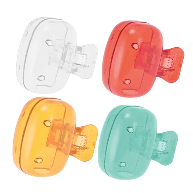 Cubiertas de cepillo de dientes en forma de pez de 4 piezas ligeras para viajar, transparentes, azul cielo, rojo, naranja, plástico