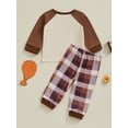 thumbnail image 4 of Miaouyo Baby Boy Girl Thanksgiving Lounge Set, Turkey Print Long Sleeve Tops Plaid Elastic Waist Pants 2 Piece Set, 4 of 9