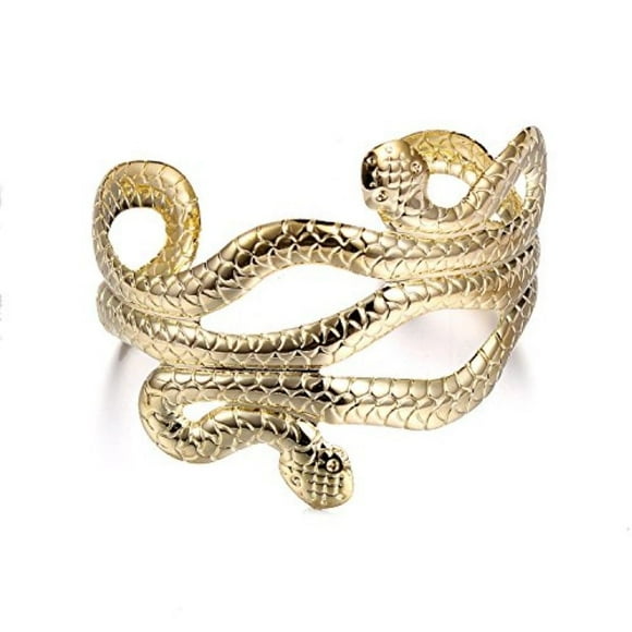 LUX ACCESSORIES Gold Tone Two Headed Snake Wrapped Egyptian Style Bracelets