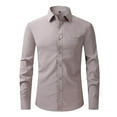 thumbnail image 1 of Chaqueta camisa de manga larga de color liso para hombre - Poliéster/spandex, estilo informal/de negocios, 1 of 7