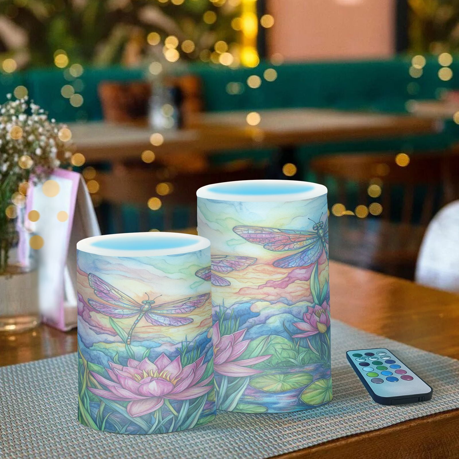 BZSMCE Flameless Candles LED Lights Colorful Dragonflies Creativity Battery Candles