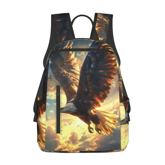 Sigee Golden Sky Bald Eagle for Lightweight Backpack for Hiking, Camping, and Travel, College School Computer Bag Men and Women