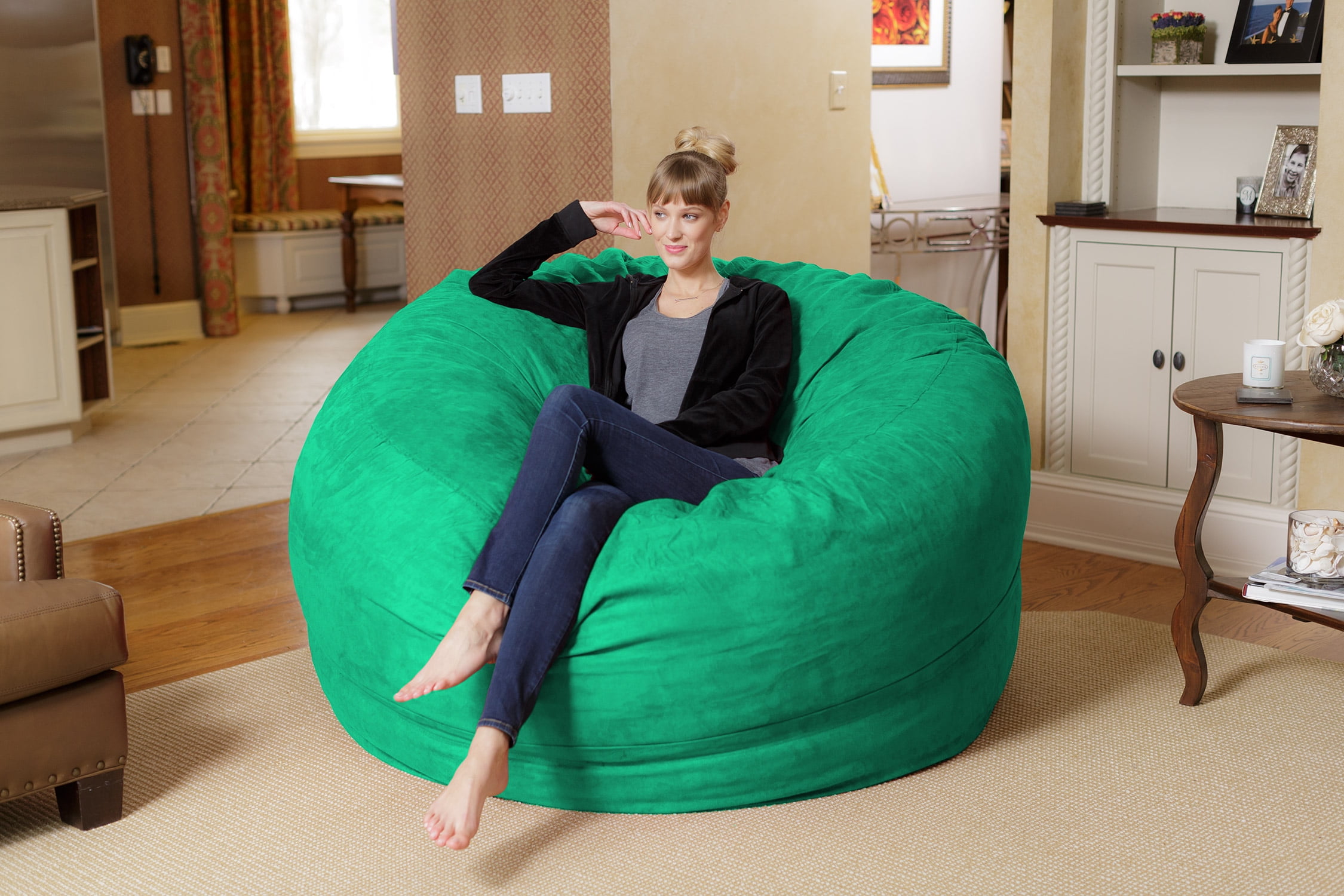 Chill Sack Bean Bag Chair, Memory Foam with Microsuede Cover, Kids, Adults, 6 ft, Tide Pool