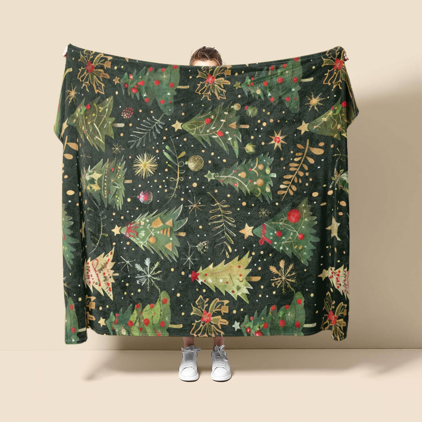 YELEE Thorw Blanket Unique Gifts for Christmas Green Xmas Tree Soft Cozy Blanket Meaningful Present for Christmas Family Party 50"x60"