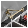 thumbnail image 4 of Brushed Golden Kitchen Faucet Single Cold Water Single Lever Foldable Rotatable Spout Wall Mount Sink Tap 9 Types ,Easy to Install, 4 of 7