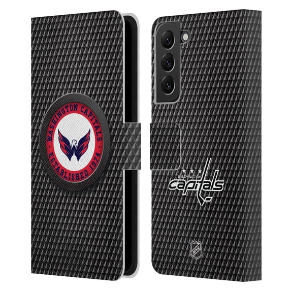 Head Case Designs Officially Licensed NHL Washington Capitals Puck Texture Leather Book Wallet Case Cover Compatible with Samsung Galaxy S22+ 5G