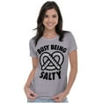thumbnail image 4 of Busy Being Salty Pretzel Food Pun Womens Slim Fit Graphic Tee Brisco Brands S, 4 of 5