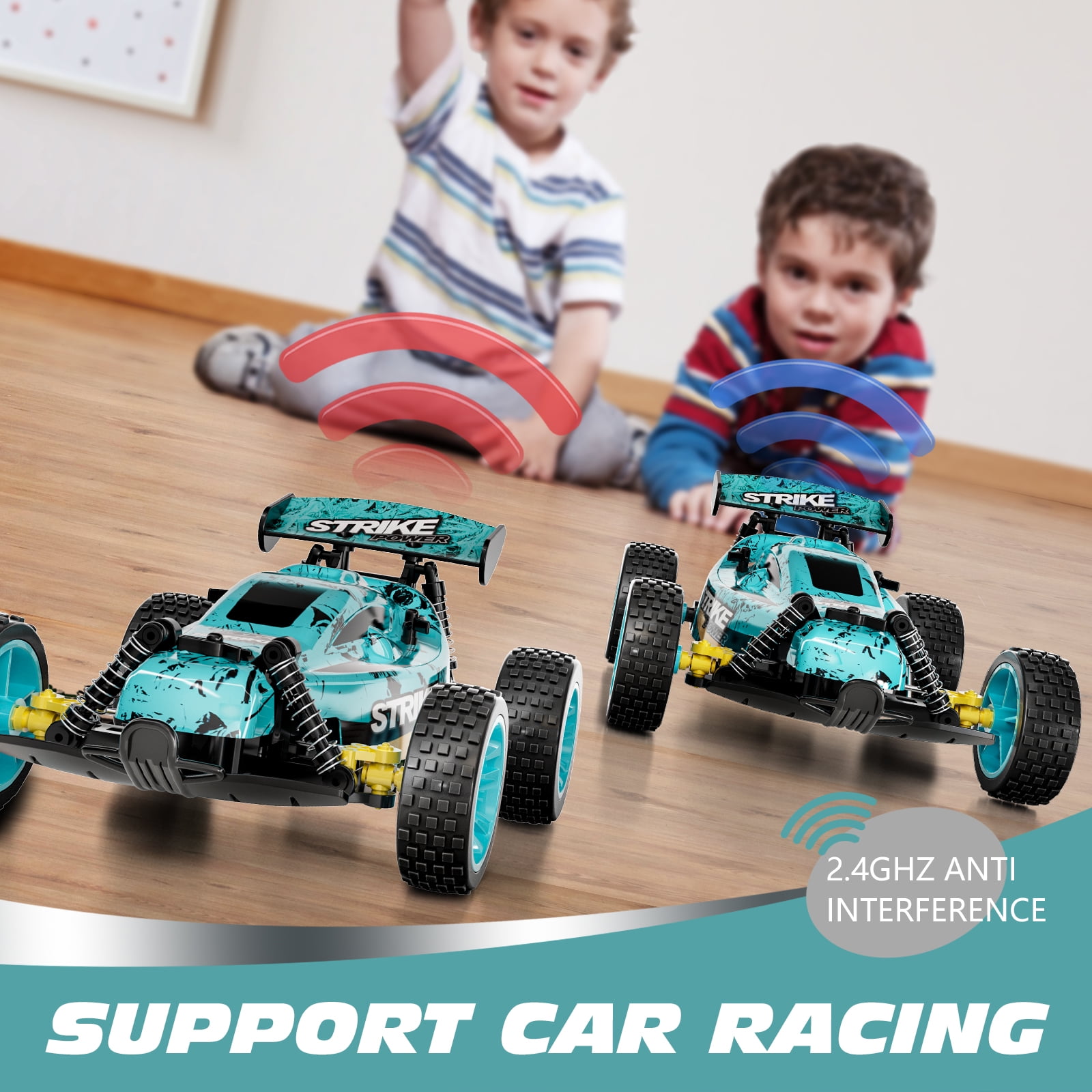 Tecnock RC Cars for Kids 1:18 Scale, High Speed 2WD Offroad Buggy, 2.4GHz Remote Control Car Racing with 50 Mins Playtime, Gift for Boys Girls