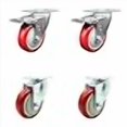 thumbnail image 3 of Polyurethane Swivel Top Plate Caster Set of 4 with 4 Inch Red Wheels - Includes 2 Swivel with Total Locking Brakes and 2 Swivel - 1400 lbs. Total Capacity - Service Caster Brand, 3 of 4