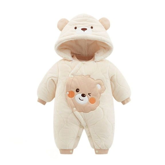 DHFJKG Baby Unisex Animals Bunting Bodysuit With Ears Hood Thick Fuzzy Lining Long Sleeve Button Down Jumpsuits For Boys Girls 0-24 Months Home Relaxation Winter Warm Cozy Onesies