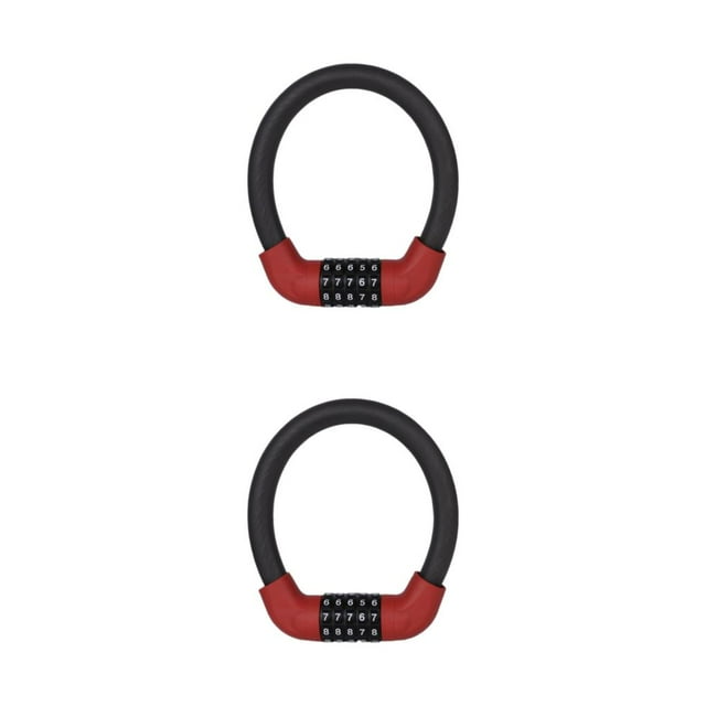 Transemion Bike Lock Universal Anti-theft Safety Locks Combination Code Padlock Cycling Electric Vehicle Equipment Accessories Mini/Red 2PCS