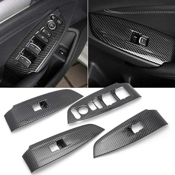 Xotic Tech Interior Window Lift Door Lock Switch Control Panel Cover Trim, Carbon Fiber Pattern, Compatible with Honda Accord 10th Gen 2018-2022