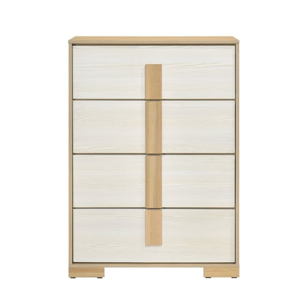 Contemporary Natural and White Finish 4-Drawer Storage Chest Wooden Bedroom Furniture 1pc