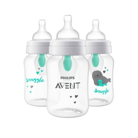 Philips Avent Anti-colic Baby Bottle with AirFree Vent with Seal Design, 9oz, 3pk, SCF408/34