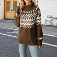 thumbnail image 2 of Lovskoo Sweaters for Women Long Sleeve Winter Turtleneck Knitted Loose Pullover Sweater Top Brown, 2 of 5