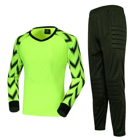 MSemis Kids Boys Goalkeeper Jersey and Pants Uniform Fluorescent Green 11-12