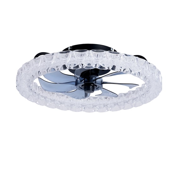 20 Inch Galaxy Flush Mount Ceiling Fan with LED Light Remote Dimmable 6 Speed Matte Black