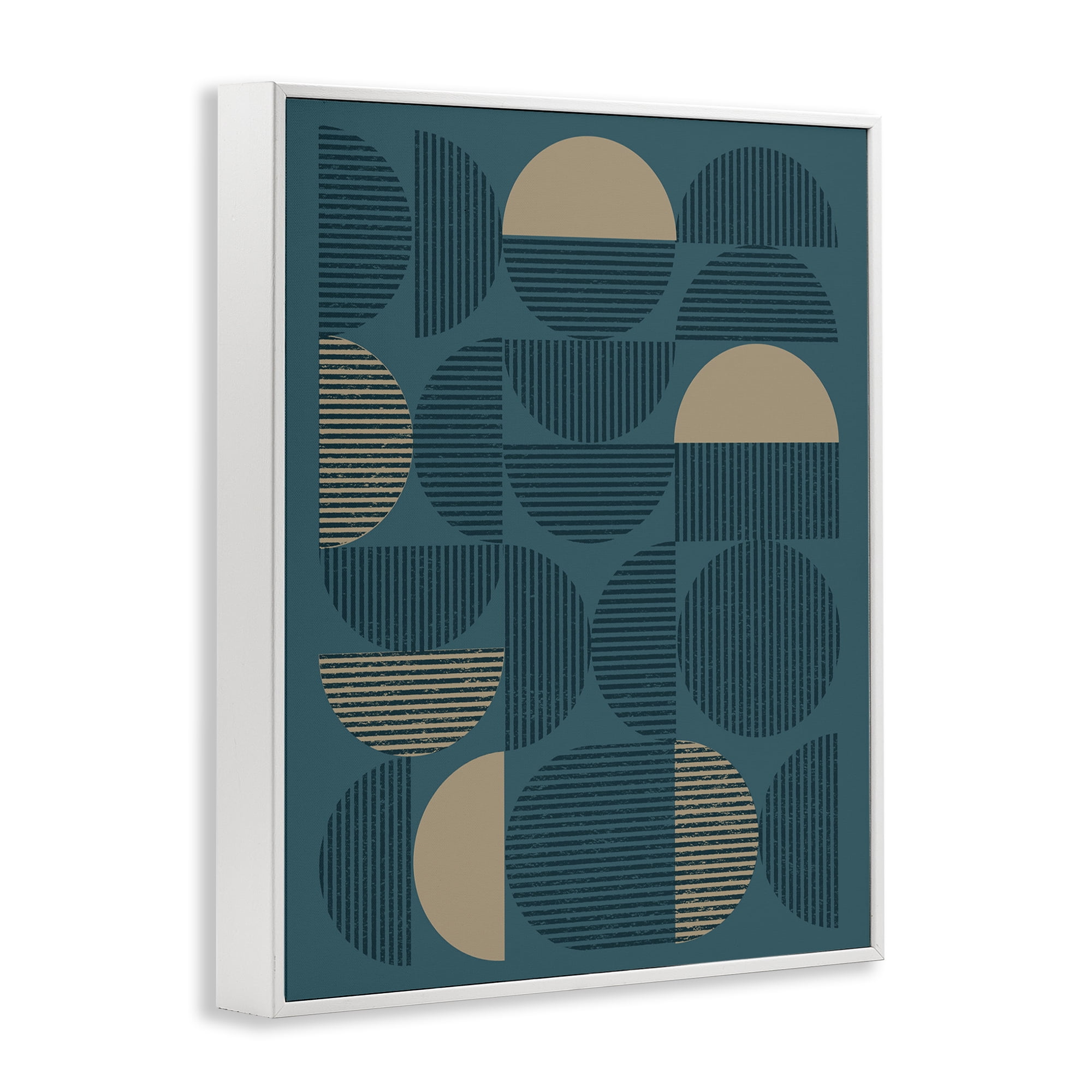 Stupell Industries Deco Arches Blue & Beige Abstract Painting White Framed Art Print Wall Art, 24 x 30