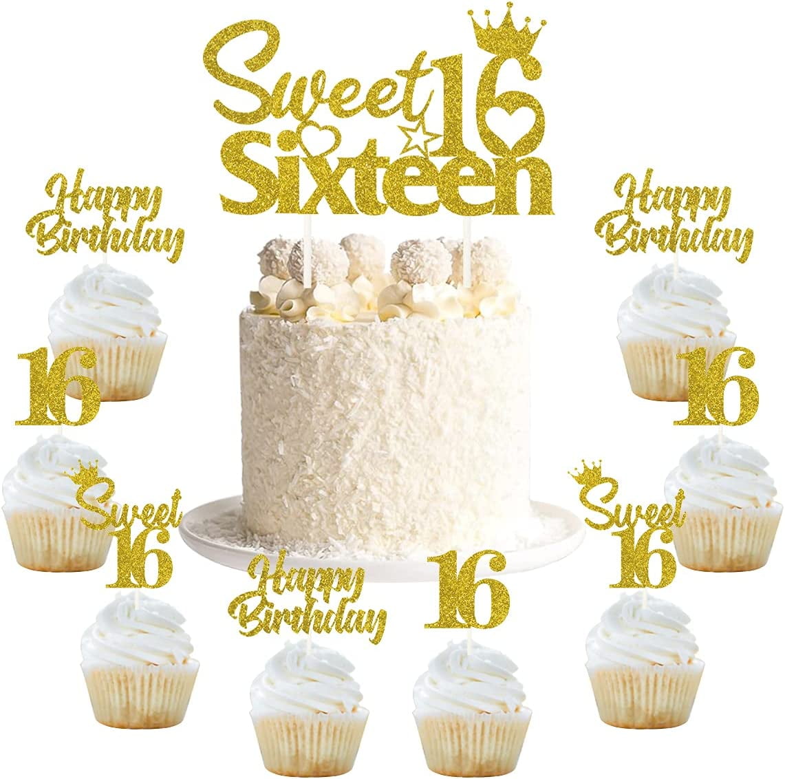 Taartdecoratie voor 13e verjaardag, Happy 13e Birthday, taarttopper, tieners, taartdecoratie, 13e verjaardag, cupcake-toppers voor meisjes en jongens, kinderen, feestdecoratie