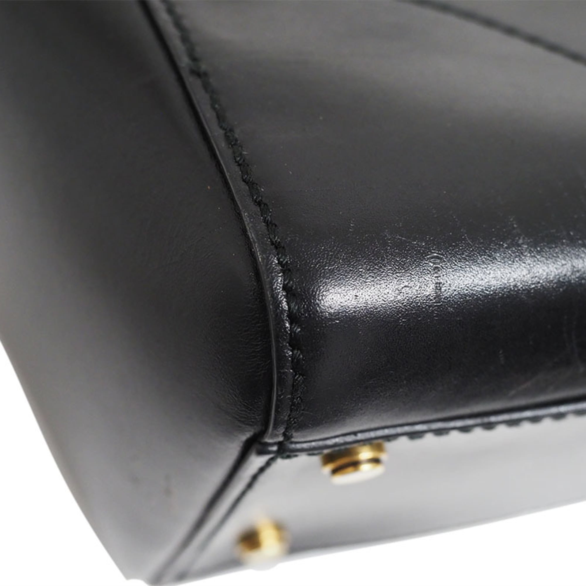 Pre-Owned Gucci Leather Tote Bag Handbag Black 323652 Shine Flap