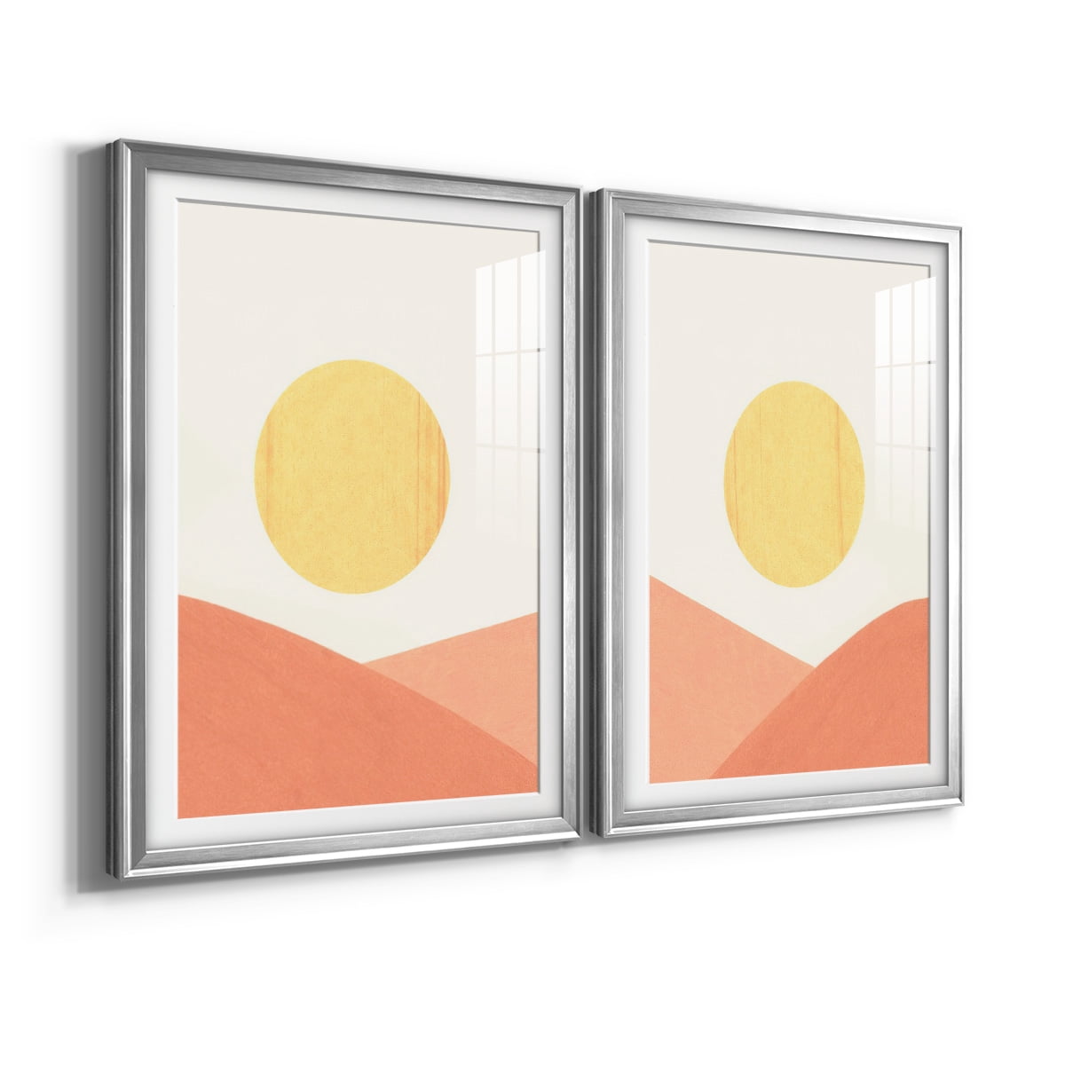 Wexford Home Simple Boho Sun I Premium Framed Print, 30.5" x 42.5" - Ready to Hang, Silver (Set of 2)