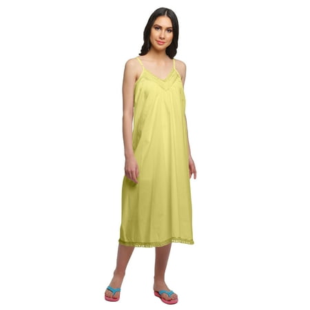 

Moomaya Solid WoMen s Spaghetti Strap Knee Length Nightdress Cotton Nightwear
