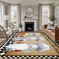 thumbnail image 2 of 5x7 Area Rugs, Farmhouse Chef Gnomes Non-Skid Rubber Backing Large Rectangle Rugs - Living Room Bedroom Home Office, Vintage Black White Plaid Indoor Floor Mat Carpets Washable Rug, 2 of 9