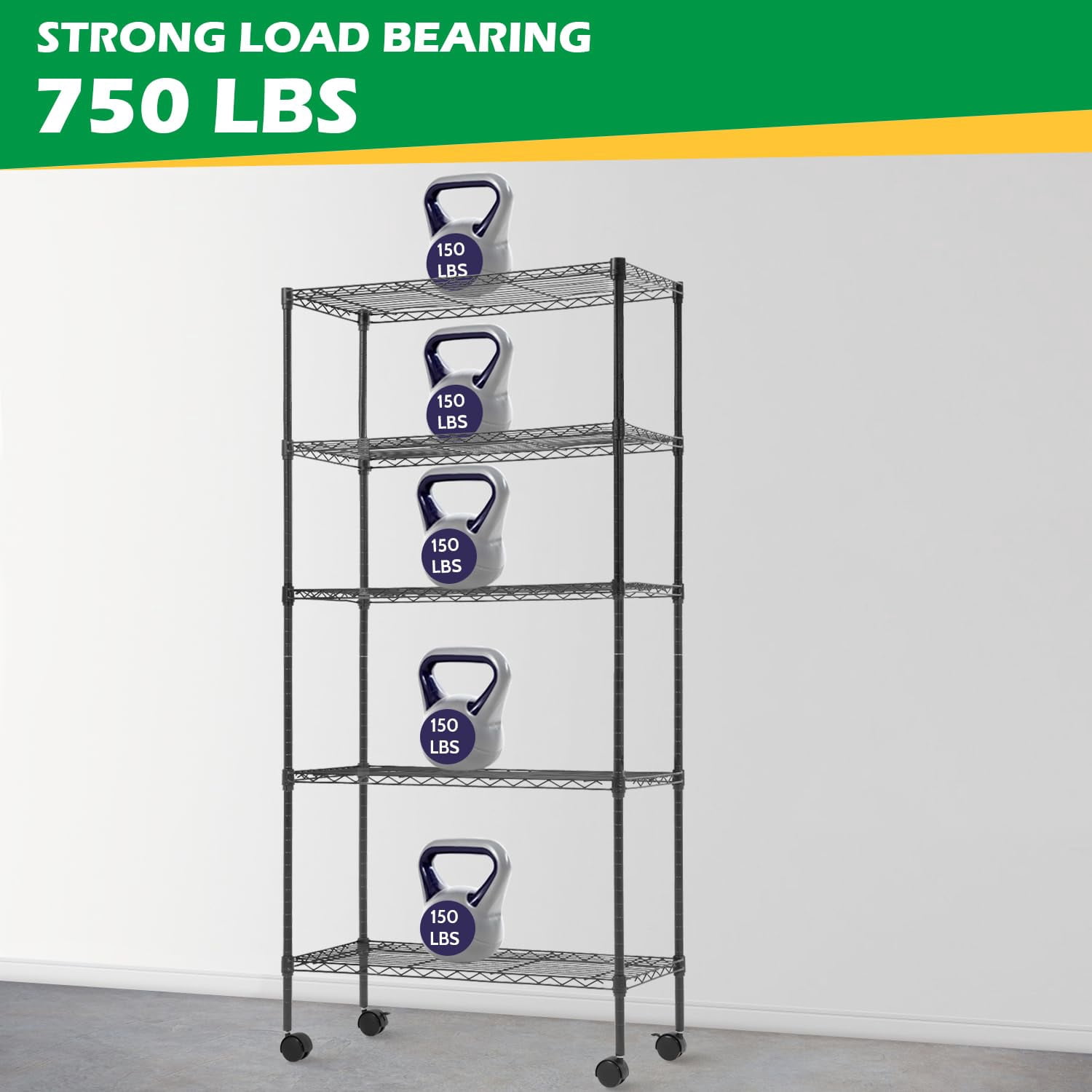 FDW Wire Shelving Unit Metal Shelf Organizer Heavy Duty Wire Rack Storage Unit Rack Utility for Bathroom Office Kitchen (Black, 14" D x 30" W x 60" H)