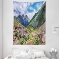 thumbnail image 1 of Landscape Tapestry, Mountains Wild Rhubarb Natural View Eastern Siberia Scenic Scenery Cloudy Sky, Wall Hanging for Bedroom Living Room Dorm Decor, 60W X 80L Inches, Multicolor, by Ambesonne, 1 of 2