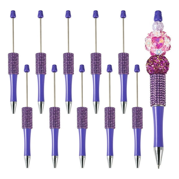 ABS Plastic Ball-Point Pen Baking Paint Beadable Pen for DIY Personalized Pen with Jewelry Bead Blue Violet 138~145x14mm