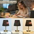 thumbnail image 3 of Modern Minimalist Cone Desk Lamp Antique Bronze Base & Linen Shade Bedside Table Lamp for Bedroom Living Room, Office, Dorm A Pink Daisy Flower Small, 3 of 8