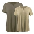 thumbnail image 3 of Frostluinai 2 Pack Women's Plus Size T Shirts Notch V Neck Casual Shirts Short Sleeve Loose Fit Tops Solid Going Out Tees with Pockets, 3 of 3