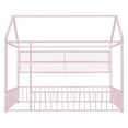 thumbnail image 4 of DreamBuck Full Size Metal House Bed Frame with Fence for Teens, Girls, Boys, Cabin Floor Bed for Bedroom, Pink, 4 of 7