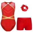 thumbnail image 1 of Sxiwei Kids Girls Gymnastics Dance Active Outfit Sleeveless Patchwork Rhinestones Leotard with Shorts Red 10, 1 of 7