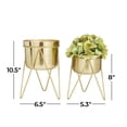 thumbnail image 3 of CosmoLiving by Cosmopolitan 7", 7"W Gold Metal Planter with Removable Stand (2 Count), 3 of 12