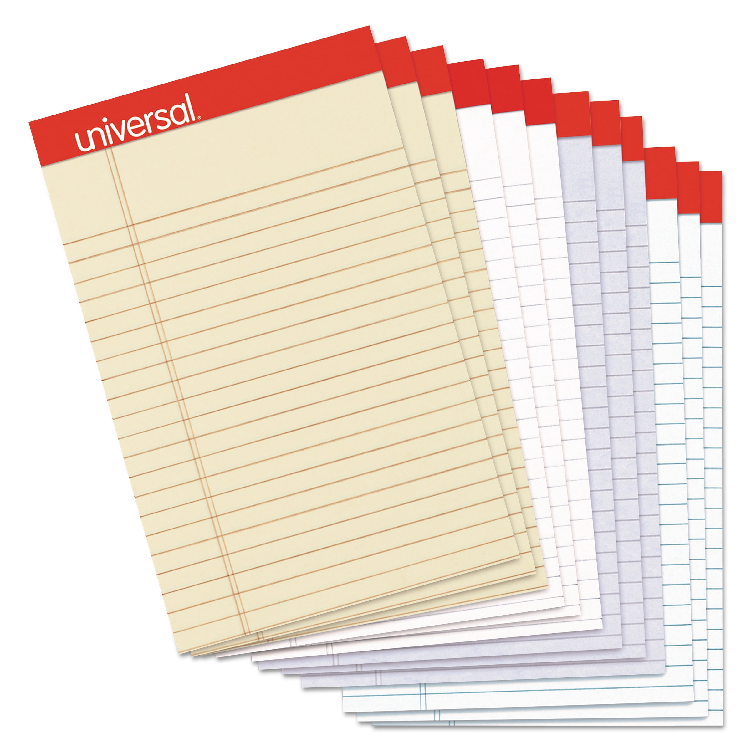 Universal Colored Perforated Writing Pads, Narrow Rule, 5 x 8, Assorted