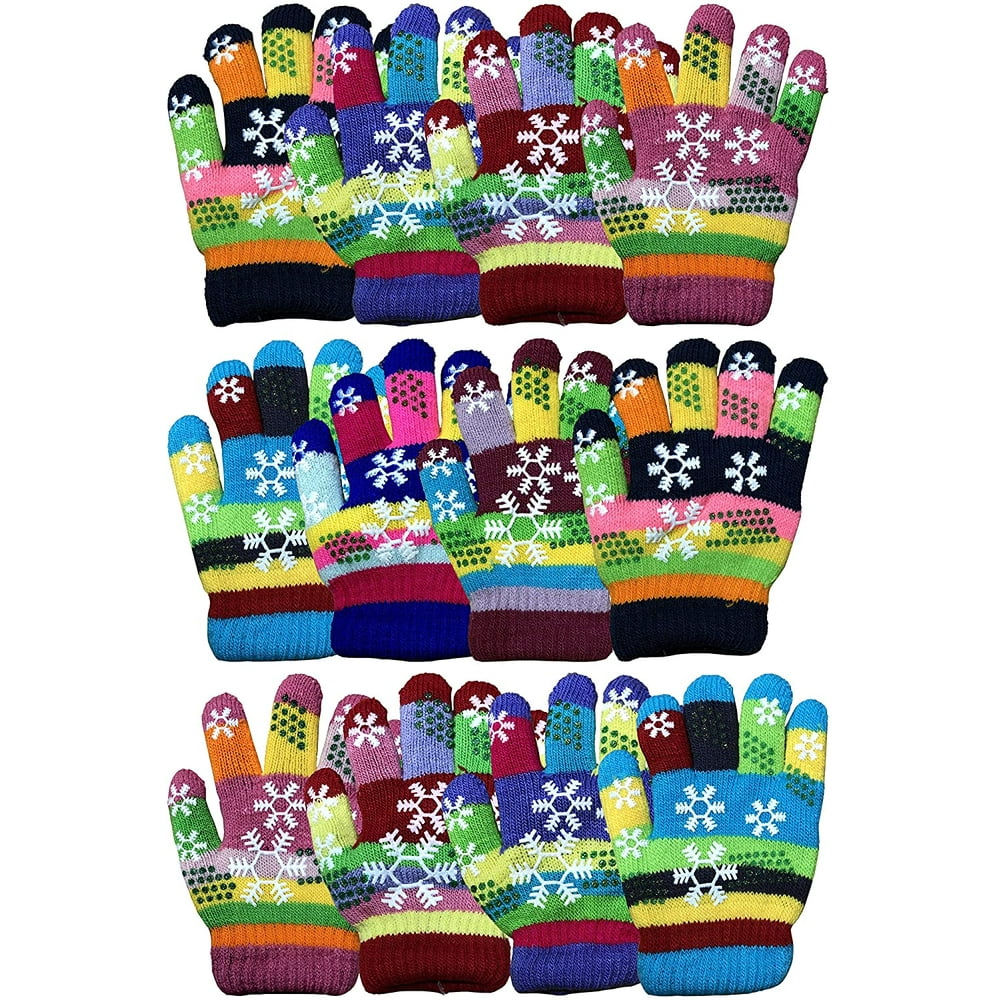 Yacht & Smith Kids Gloves & Mittens in Bulk, Winter Striped Children